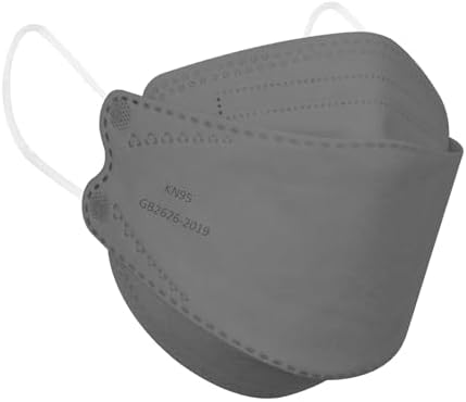 Borje KN95 Face Masks for Adults 50 Pack, 5-Ply Grey Disposable Face Mask Against PM 2.5 Smoke & Dust, Filtration Efficiency 95% by Borje