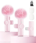 Wireless Microphone for iPhone iPad and Android Phone, 2 Pack Wireless Lavalier Lapel Mic with Noise Reduction, Plug and Play Mini Microphone for Video Recording Interview YouTube TikTok Vlog (Pink) by CZOCPOS