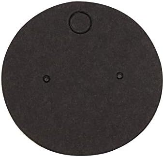 Shapenty 4cm Diameter Small Round Blank Kraft Paper Ear Studs Earring Display Cards Price Label Tag Jewelry Cards Holder, 50PCS (Black) - Image 4