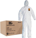 KleenGuard™ A30 Breathable Splash & Particle Protection Coveralls (46117), Zipper Front, Elastic Back, Wrists, Ankles & Hood, White, Reflex Design, 4XL (Qty 21) by KLEENGUARD