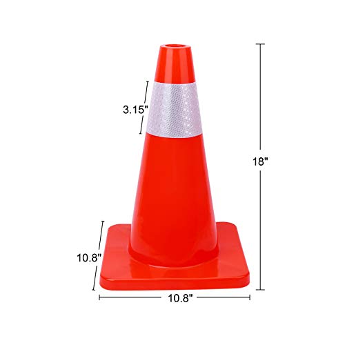 18" Traffic Cones PVC Safety Road Parking Cones Weighted Hazard Cones - Image 2