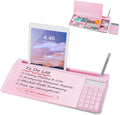 Small Glass Desktop Whiteboard Dry-Erase-Board - Computer Keyboard Stand with Calculator White Board Surface Pad with Drawer, Desk Organizers with Accessories for Office, Home, School Supplies - Pink by TSJOFFICE-WipeCleanThinkGreenWorkSmart