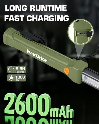 EverBrite 1000LM Work Light, Rechargeable Magnetic Flashlight, Green - Image 5