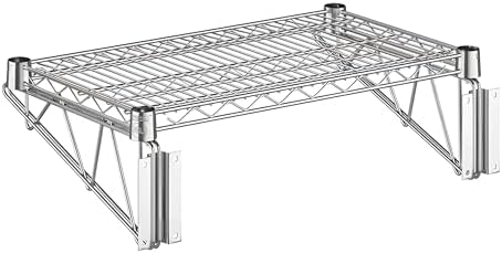12" x 24" Wire Chrome Wall Mount Shelf, Commercial Fixed Rack, Metal Wall Mount Floating Shelving by Zedfire