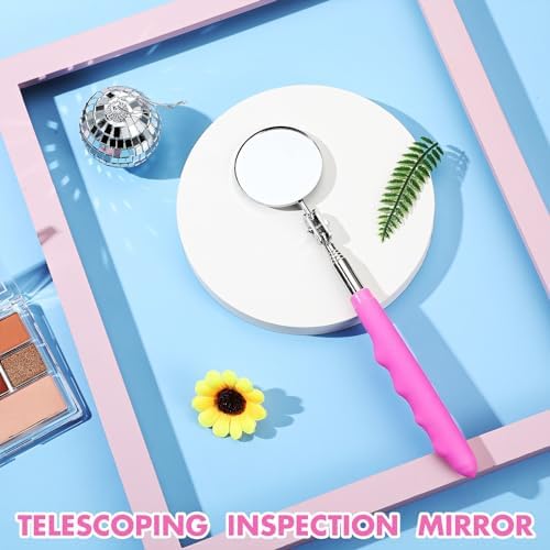 Copkim Telescoping Inspection Mirror for Mechanics,Pink,Round - Image 4