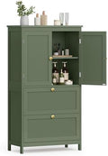 VASAGLE Bathroom Floor Cabinet with 2 Doors, 2 Drawers, Forest Green by VASAGLEbySONGMICSHOME