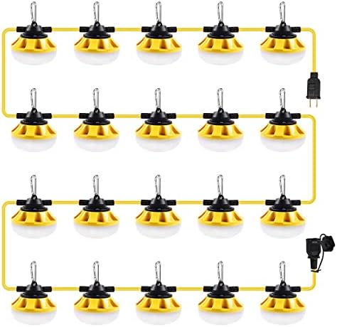 200FT Construction String Lights, Industrial Grade,Free for Climbing Hook by MuasdaeOutdoorStringlights