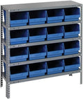 Quantum Storage Systems 1239-207BL Store More Steel Shelving Unit with 6" Shelf Bins, 12" D x 36" W x 39" H, Blue by QuantumStorageSystems
