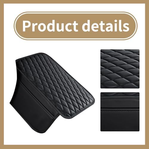 Car Armrest Box Pad,Automobile Center Console Cover,Arm Rest Cover for Car,Universal Middle Console Cover with Storage Bags,for Most Cars, Trucks and Vans (Black) - Image 4