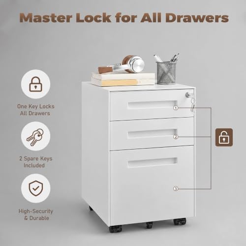 Guizeeopo Fully Assembled Home Office Filing Cabinet with Lock - Image 7