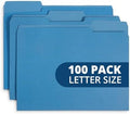 Blue Summit Supplies 100 File Folders, Letter Size, 1/3 Cut Tab, Blue by BlueSummitSupplies