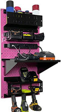 Wall Control Power Tool Storage Organizer Kit Cordless Drill Holder Charging Station Rack 16” x 32” Metal Pegboard Organization System (Pink Pegboard) by Wall+Control