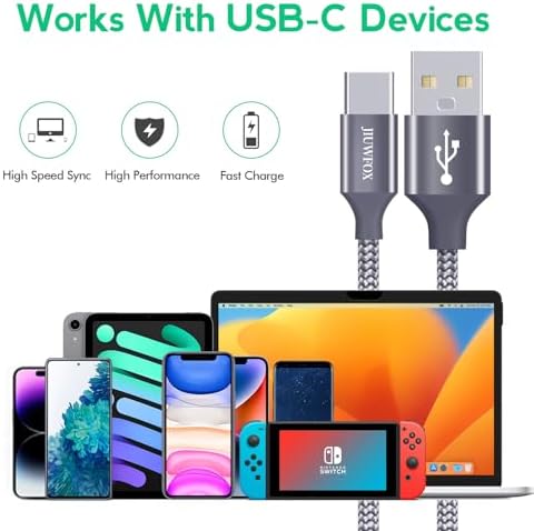 JIUWFOX Car Carplay Cable for iPhone 17 16 Pro Max, (5Pcak, 3ft) Braided USB A to USB C for CarPlay USBC Cord, for Galaxy S25 S24, iPad Pro/Air/mini Car Charger Cord - Image 6