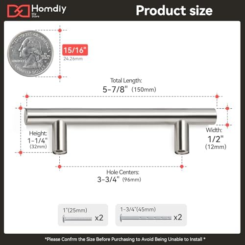 homdiy 96mm Cabinet Handles Drawer Pulls - HD201SN Cabinet Hardware Brushed Nickel Cabinet Pulls 15 Pack Modern Cupboard Handles for Kitchen Cabinets - Image 3