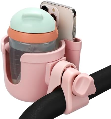 Accmor Stroller Cup Holder with Phone Holder, Bike Cup Holder, Walker Scooter Wheelchair Cup Holder Attachment, Universal Cup Holder for Uppababy Graco Strollers - Image 2