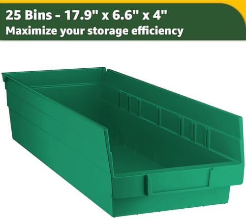 18" x 36" x 74" Heavy-Duty Commercial Chrome Shelving Unit with 25 Green Storage Bins - Metal Wire Utility Shelf for Tool, Office, Garage, and Warehouse Organization - Durable Storage Cabinet - Image 3