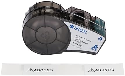 Brady Authentic (M21-136-595-WT) All-Weather Vinyl Label for Indoor/Outdoor ID, Lab and Equipment Labeling, White on Black- for M210, M210-LAB, M211, BMP21-PLUS and BMP21-LAB Printers, .75" H, 1.5" W by BradyCorp