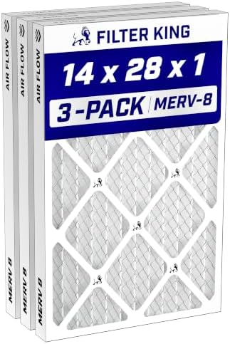 Filter King 14x28x1 Air Filter MERV 8, AC Furnace Filters (3-Pack) by FilterKing
