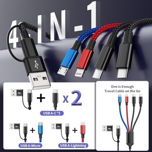 4 in 2 Multi Charging Cable, Charging Cords for Multiple Devices, 3Pack 5FT - Image 2
