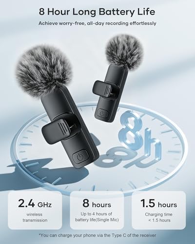KUKIHO 3-in-1 Wireless Lavalier Microphone for iPhone, iPad, Android, Camera - Noise-Canceling Mini Mic with 2.4G Ultra-Low Latency for Vlog, TikTok & YouTube Streaming (2 Mics) - Image 6