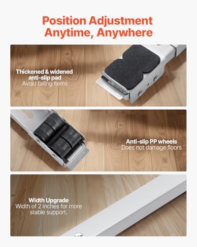 VEVOR Appliance Rollers Heavy Duty, Extendable Appliance Rollers Mobile Washing Machine Base, Mini Fridge Stand Moving Cart for Refrigerators, Dryers, Dishwashers, White - Image 4