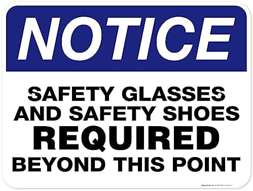 Safety Glasses and Safety Shoes Required Beyond This Point Sign, 18x24 by MySignCenter