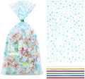 COQOFA 100 Pcs Blue Star 5"X11" Gift Wrap Cello Cellophane Treat Bags Clear Candy Cookie Plastic Poly Goodie Storage Bags with Twist Ties for Baby Shower, Gender Reveal, Birthday by COQOFA