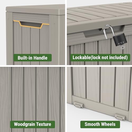 Mars Villa 75 Gallon Outdoor Storage Box, Patio Deck Box Waterproof, Grey - Image 6