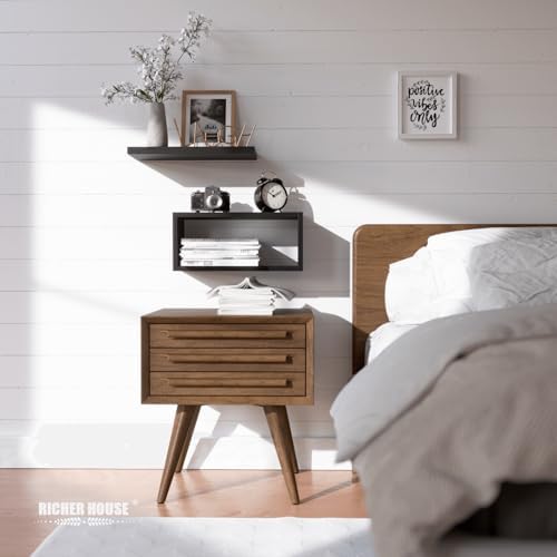 RICHER HOUSE Black Floating Shelves Bathroom, Small Wall Shelf Over Toilet - Image 3