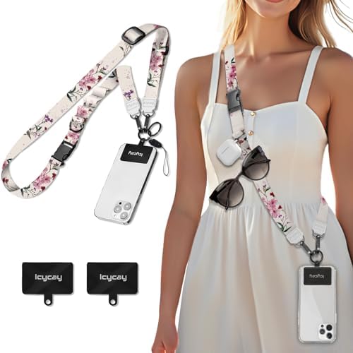 Icycay Phone Lanyard Crossbody Strap Neck Adjustable Teacher Women Flower by Icycay