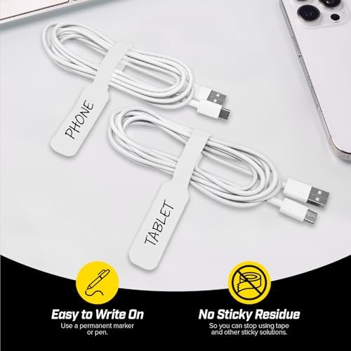 Wrap-It Storage Cable Labels - Large (30-Pack) White - Image 2