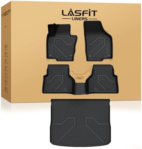 LASFIT Floor Mats for Volkswagen Tiguan 2009-2017, All Weather TPE Custom Fit Floor Liners for 1st & 2nd Rows Car Mats & Trunk Mats for VW Tiguan Accessories, Black by LASFIT