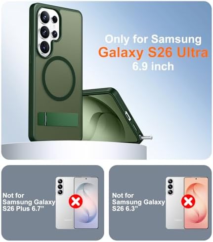 Temdan Magnetic for Samsung Galaxy S26 Ultra Case, [Innovate Stand][Military Grade Drop Protection][Non Slip][Translucent Matte] Shockproof Phone Case for Galaxy S26 Ultra 2026 -Green - Image 2