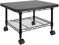 Mount-It! Under Desk Printer Stand with Wheels | Mobile Printer and Fax Cart with Storage Shelf for Office and Home Use, 2 Tiers (Black) by Mount-It