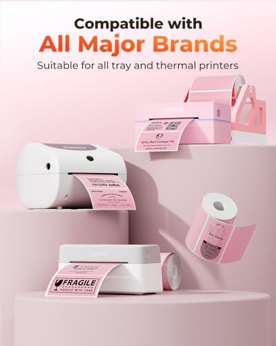 MUNBYN 4x2 Thermal Labels, 500 Sheets/1 Roll, Pink - Image 3