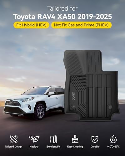 3W Floor Mats & Trunk Mat for Toyota RAV4 2019-2025 TPE Custom Fit Hybrid - Image 6
