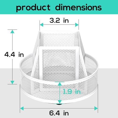 YINGHUA 360°Rotating Mesh Desk Organizer & Pen Holder - White - Image 2