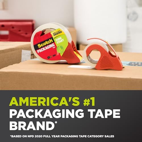 Scotch Sure Start Packing Tape, 1.88 in x 800 in, 6 Rolls - Image 2