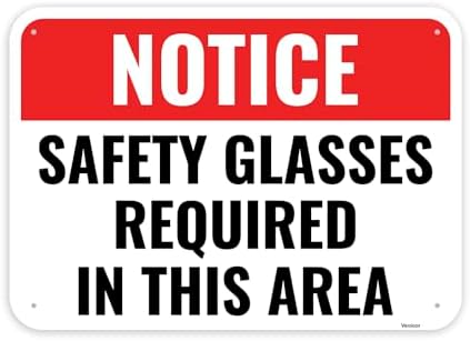 1PC Safety Glasses Required PPE Safety Sign, 14 x 10 Inches - Aluminum - Construction Area Signs For Workplace Site - Personal Protective Equipment by Venicor