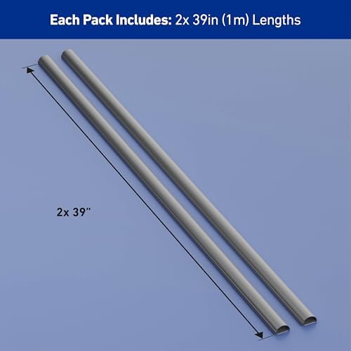 D-Line Half Round Cord Hider, Patented Cable Cover, Hide TV Wall Mount Wires, Raceway for Cords, Decorative Wire Covers, Paintable, Adhesive Cable Concealer - 2X 1.18in W x 0.59in H x 39in L - Gray - Image 4