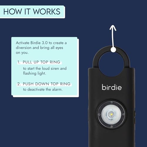 She’s Birdie 3.0 New Version – The Original Personal Safety Alarm for Women by Women–Loud Siren, Flash Light and Rechargeable Battery in a Variety of Colors (Charcoal Black) - Image 4