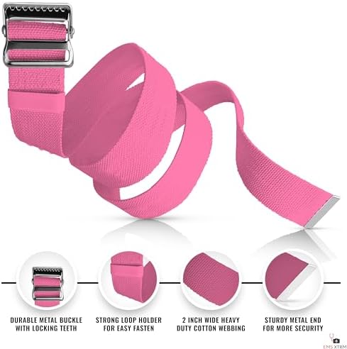 EMS XTRM Gait Belts - Essential Transfer Belts for Seniors and Physical Therapy, Durable and Comfortable, Nurses, Home Health Aides, Physical Therapists (Metal Buckle - Pink) - Image 3