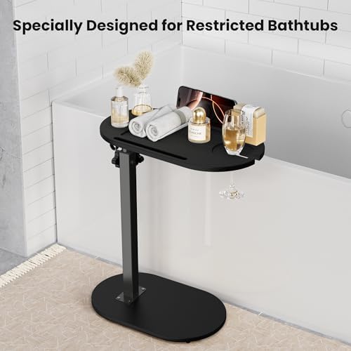 Bamboo Bathtub Table with Adjustable Height for Bathroom - Image 2