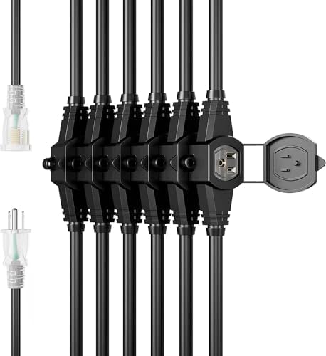 50FT Outdoor Extension Cord, 16 Gauge SJTW 5-15R Cable Male Plug to Female Connector,10 Evenly-Spaced Outlets Plug,Suitable for Stage Setting or outdor. - Image 3