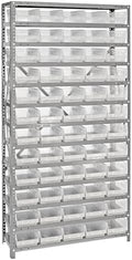 Quantum Storage Systems 1275-102CL Solid Heavy Duty 13 Shelves 60 Economy Clear Bins 75" H x 36" W x 12" D by QuantumStorageSystems