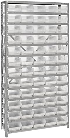 Quantum Storage Systems 1275-102CL Solid Heavy Duty 13 Shelves 60 Economy Clear Bins 75" H x 36" W x 12" D by QuantumStorageSystems