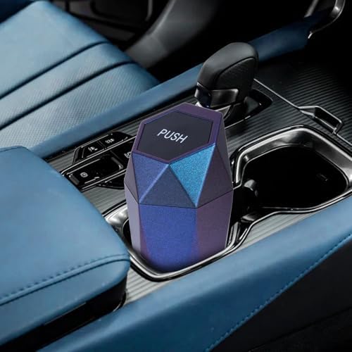 BFXM Car Trash Can Car Trash Bin with Lid Accessories for Women Blue Purple - Image 2