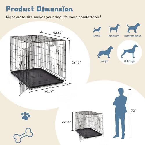 DUMOS 42 Inch Dog Crate, Medium Large Foldable Dog Cage Pet Kennel - Image 5