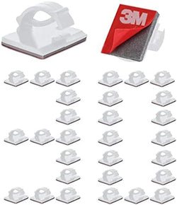 Cable Clips Self with 3M Adhesive Cord Organizer, Wire Holder Clamp Management Sticky for Desk Car Dash Cam Tables Wall, White 30pcs by EtoBesy