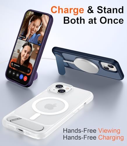 Temdan Magnetic Compatible with iPhone 14 Case/iPhone 13 Case,[Built-in Invisible Kickstand][Compatible with MagSafe][Military Grade Shockproof] Slim Translucent Matte Phone Case for iPhone 14/13 6.1" - Image 3